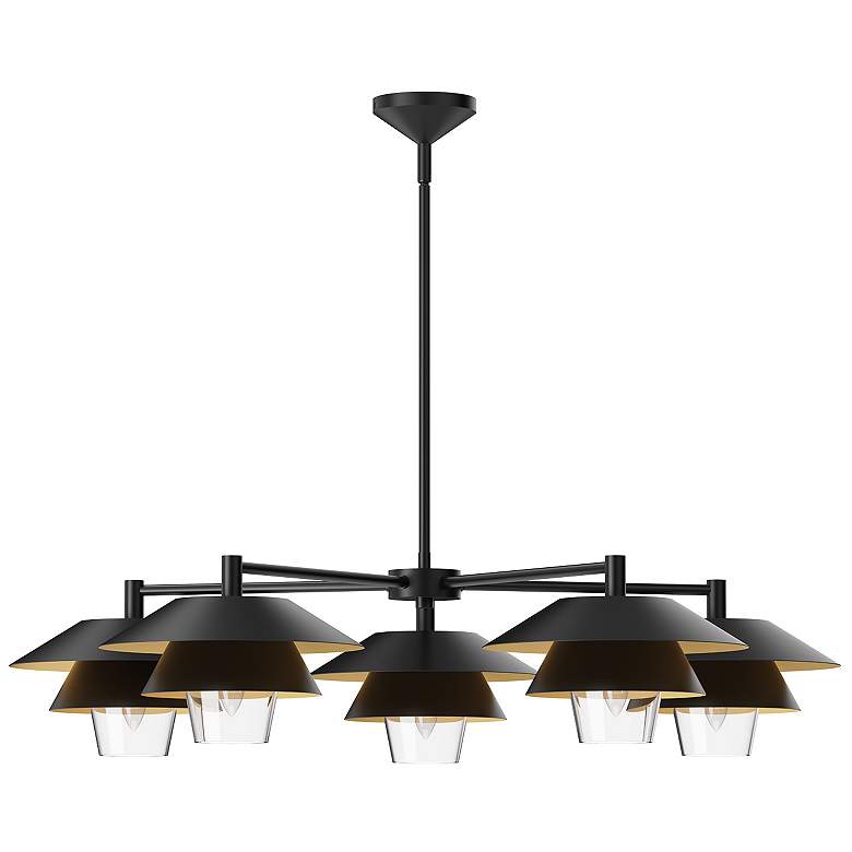 Image 1 Alora Mood Tetsu E12 38-in Matte Black/Clear Glass Chandelier