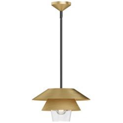 Alora Mood Tetsu E26 13-in Brushed Gold/Clear Glass Pendant
