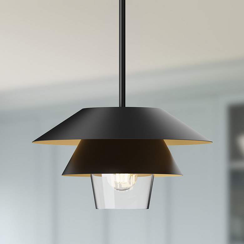 Image 1 Alora Mood Tetsu E26 13-in Matte Black/Clear Glass Pendant