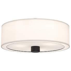 Image1 of Alora Mood Theo E26 24-in Matte Black/White Linen Flush Mount