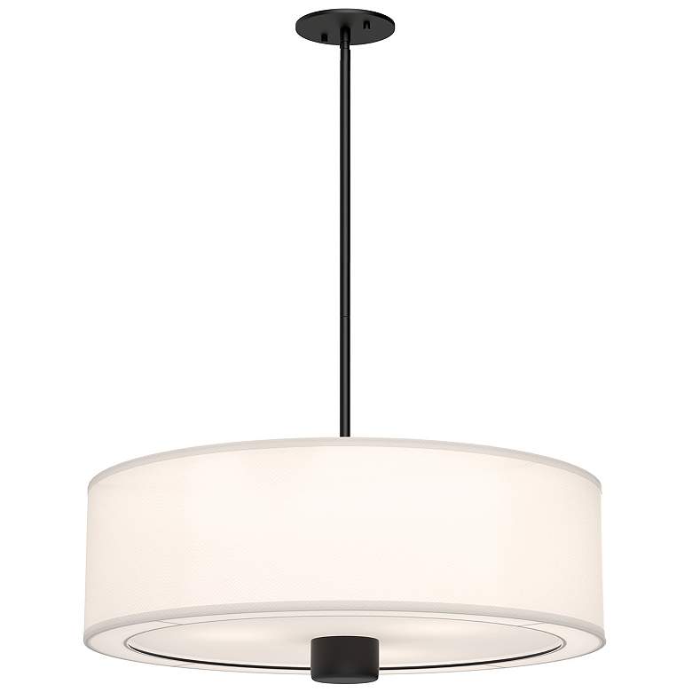 Image 1 Alora Mood Theo E26 24-in Matte Black/White Linen Pendant