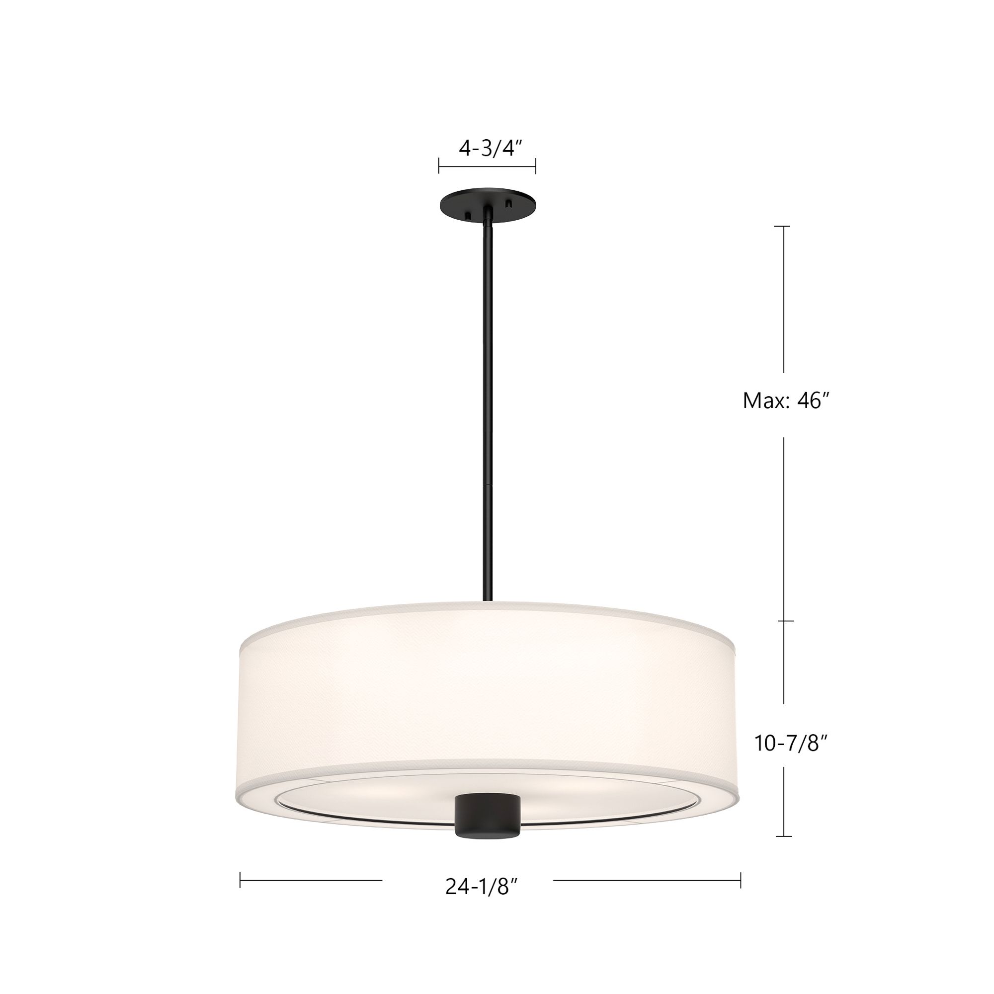 Image 6 Alora Mood Theo E26 24-in Matte Black/White Linen Pendant more views