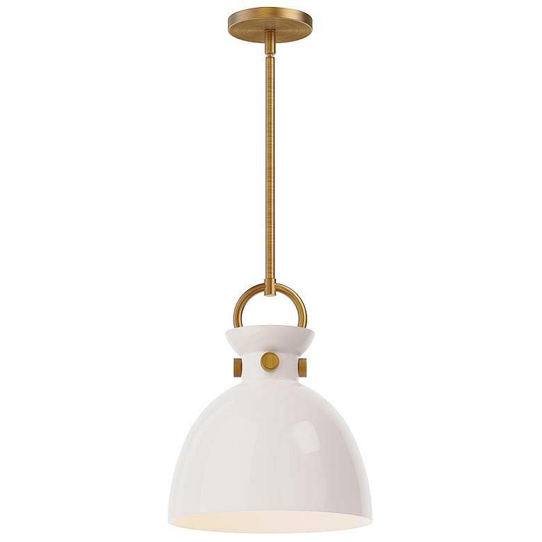 Image 1 Alora Mood Waldo E26 11-in Aged Gold/Glossy Opal Glass Pendant