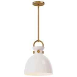 Alora Mood Waldo E26 11-in Aged Gold/Glossy Opal Glass Pendant