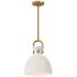 Alora Mood Waldo E26 11-in Aged Gold/Glossy Opal Glass Pendant