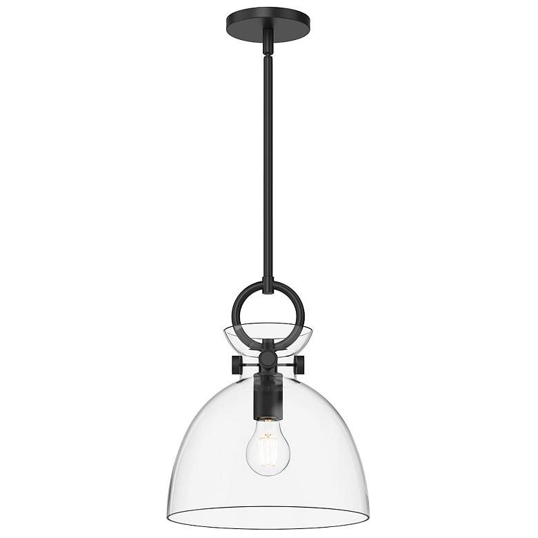 Image 1 Alora Mood Waldo E26 11-in Matte Black/Clear Glass Pendant