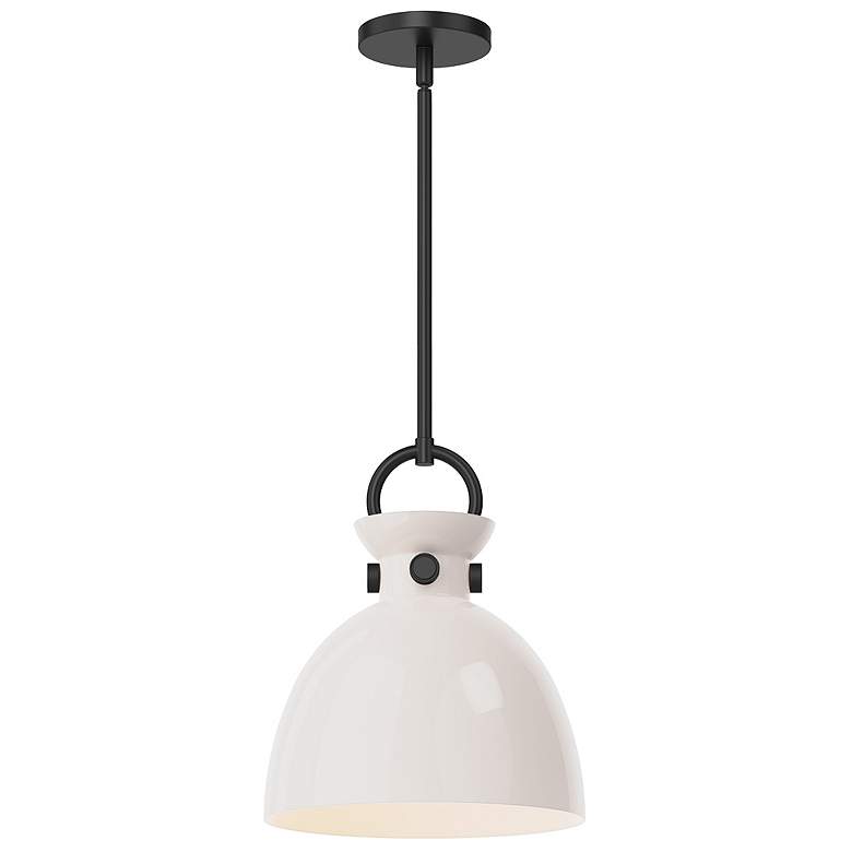 Image 1 Alora Mood Waldo E26 11-in Matte Black/Glossy Opal Glass Pendant