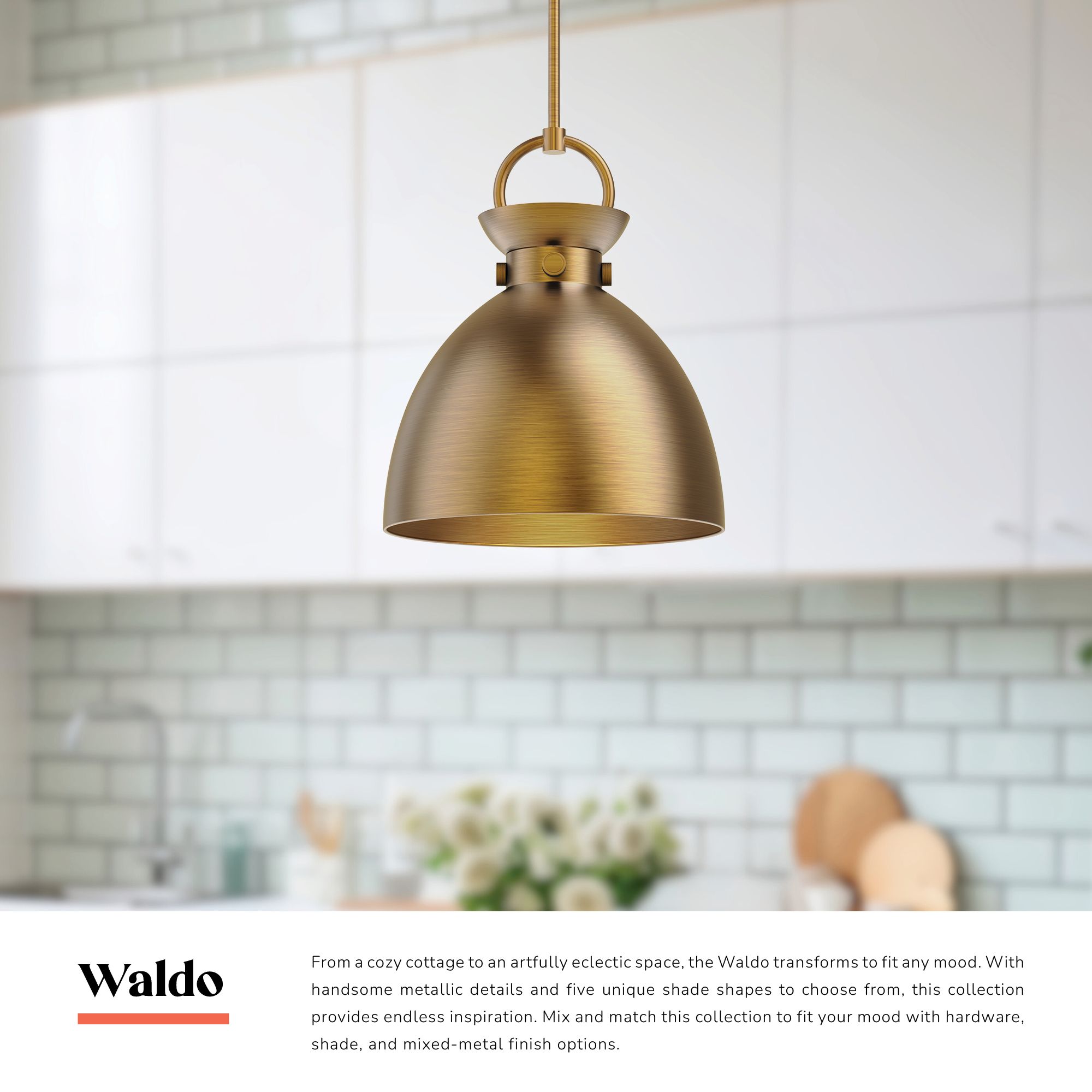 Image 3 Alora Mood Waldo E26 14-in Aged Gold/Matte Black Pendant more views