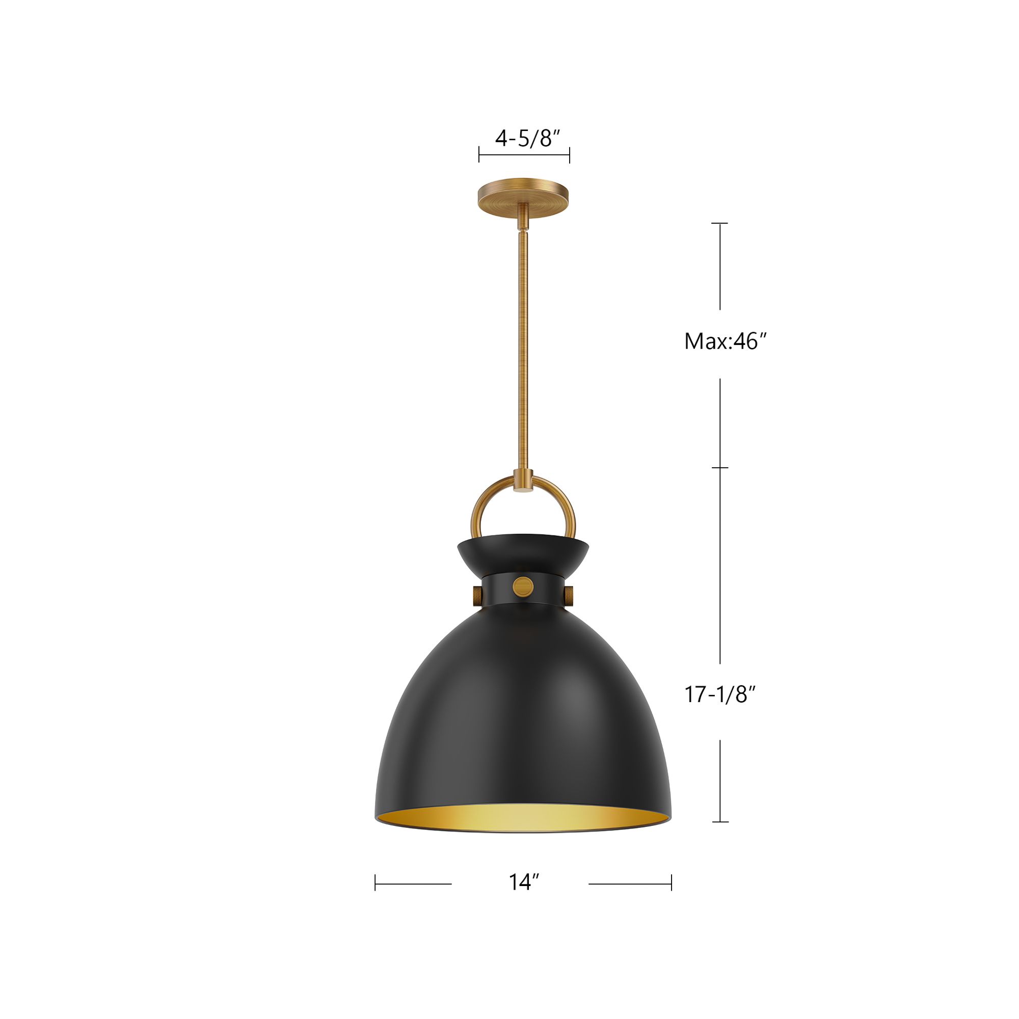 Alora Mood Waldo E26 14-in Aged Gold/Matte Black Pendant