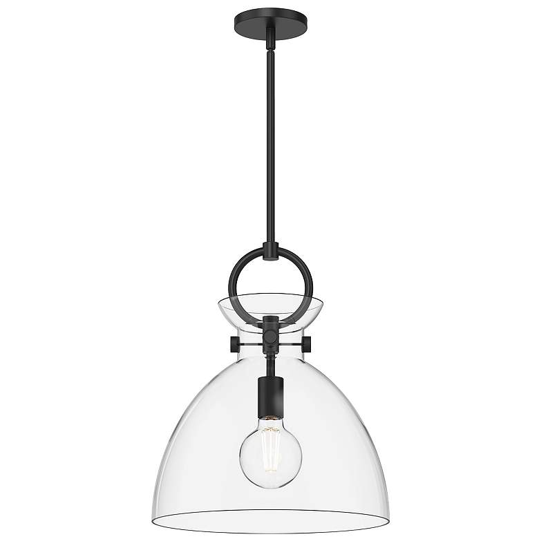 Image 1 Alora Mood Waldo E26 14-in Matte Black/Clear Glass Pendant