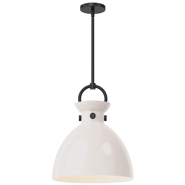 Image 1 Alora Mood Waldo E26 14-in Matte Black/Glossy Opal Glass Pendant