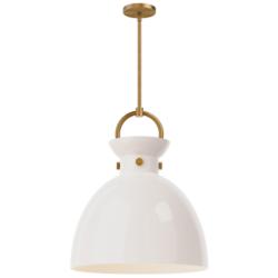 Alora Mood Waldo E26 18-in Aged Gold/Glossy Opal Glass Pendant