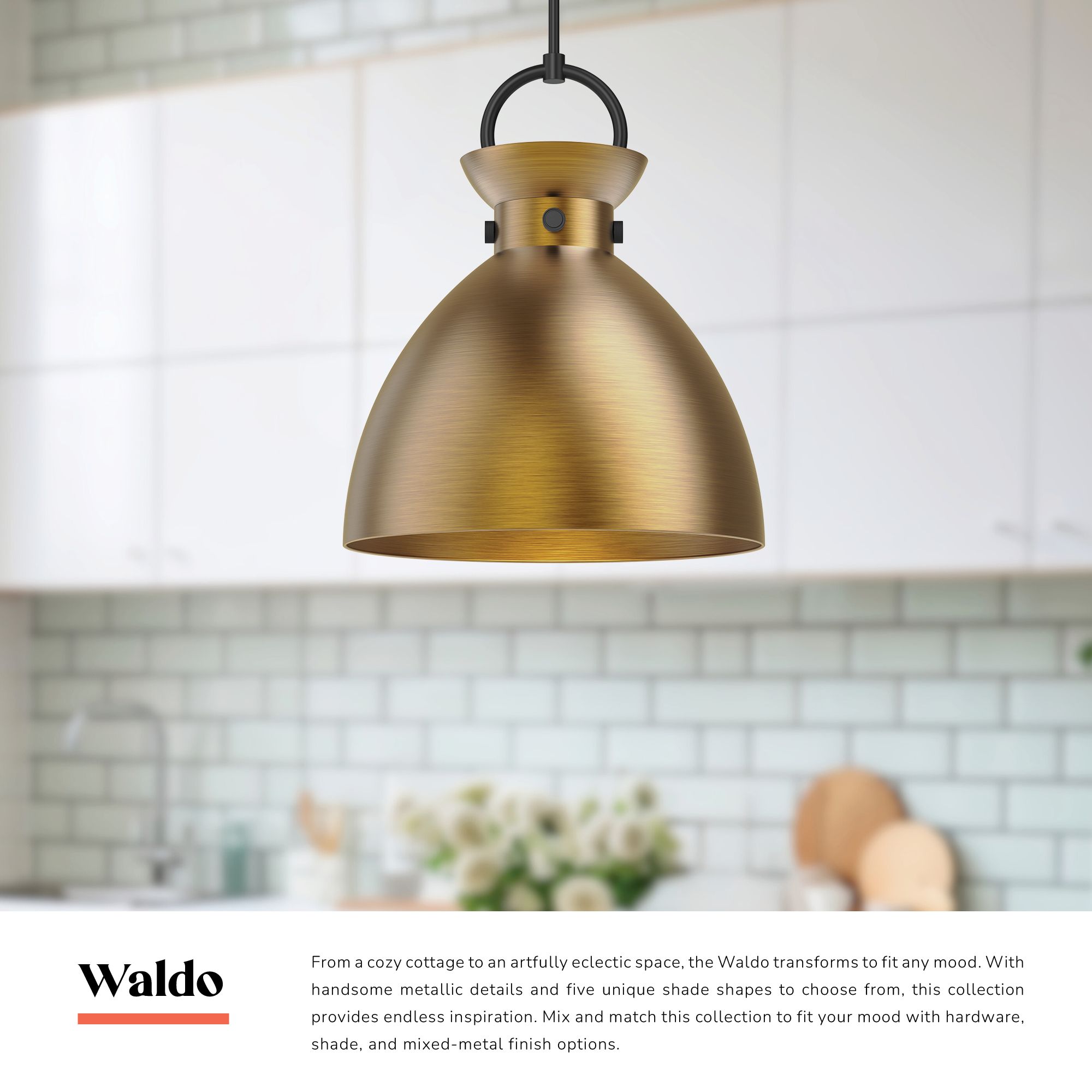 Image 3 Alora Mood Waldo E26 18-in Matte Black/Aged Gold Pendant more views