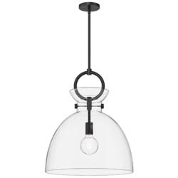 Alora Mood Waldo E26 18-in Matte Black/Clear Glass Pendant