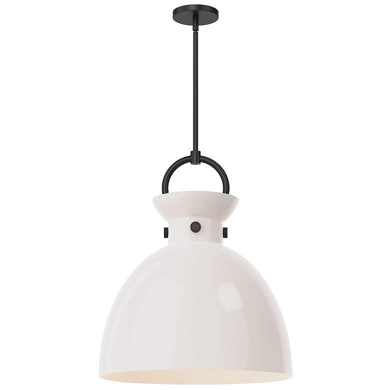 Image 1 Alora Mood Waldo E26 18-in Matte Black/Glossy Opal Glass Pendant
