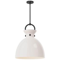 Alora Mood Waldo E26 18-in Matte Black/Glossy Opal Glass Pendant