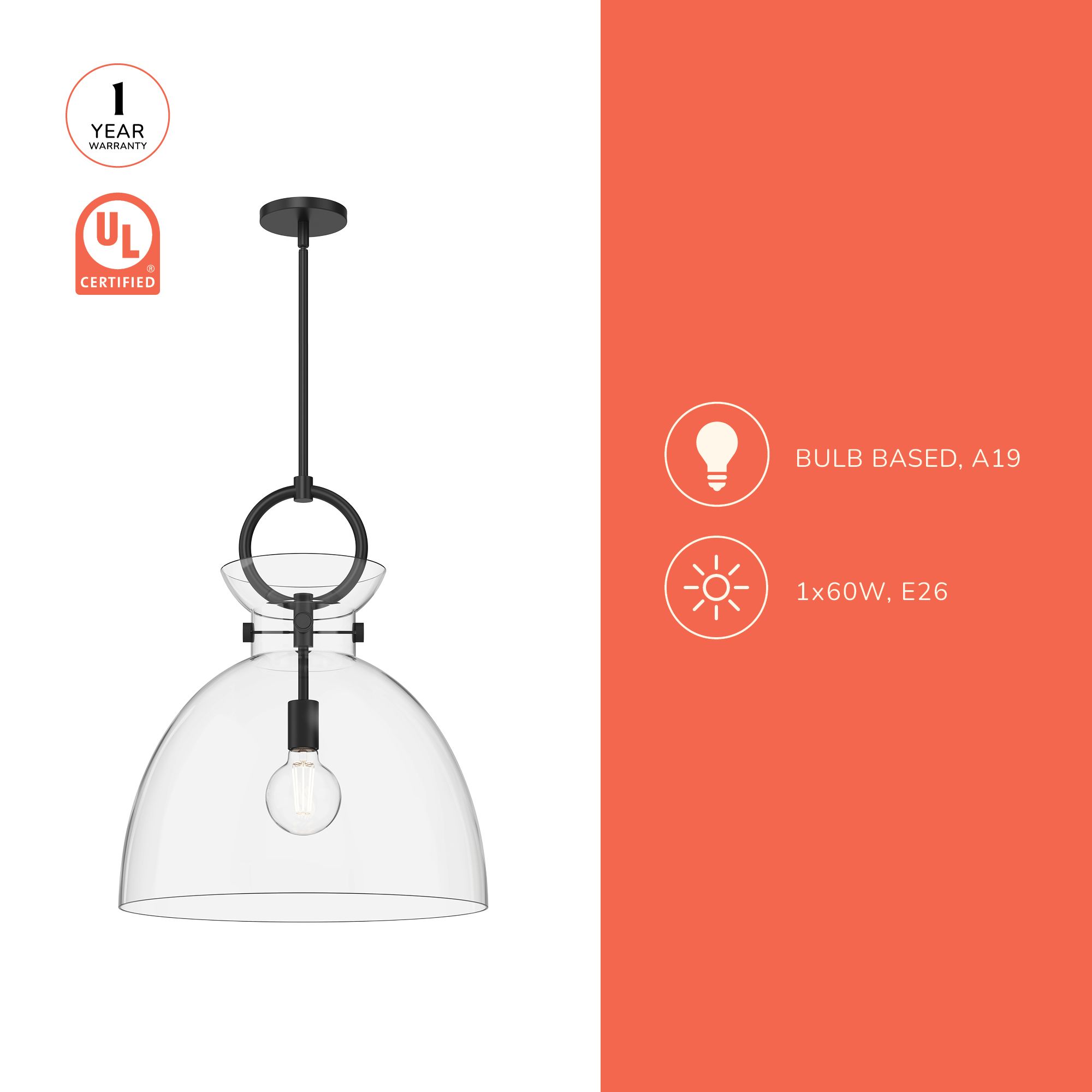 Image 4 Alora Mood Waldo E26 18-in Matte Black/Glossy Opal Glass Pendant more views