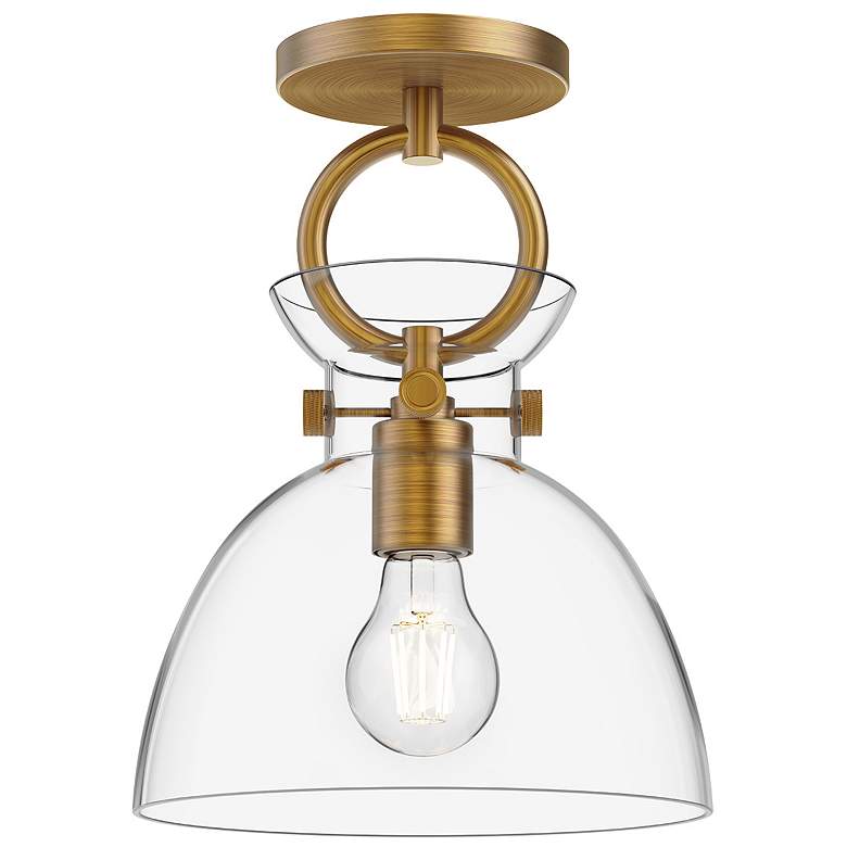 Image 1 Alora Mood Waldo E26 9-in Aged Gold/Clear Semi-Flush Mount