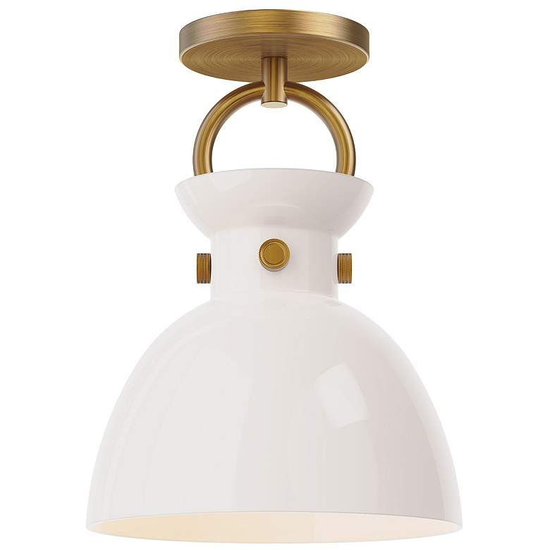 Image 1 Alora Mood Waldo E26 9-in Aged Gold/Glossy Opal Glass Semi-Flush Mount