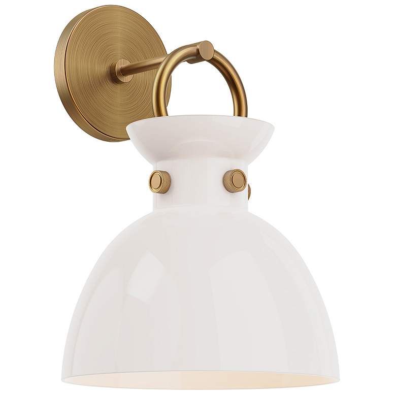 Image 1 Alora Mood Waldo E26 9-in Aged Gold/Glossy Opal Glass Wall Vanity
