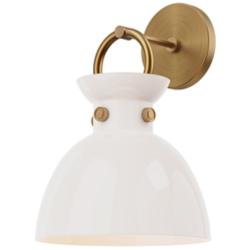Alora Mood Waldo E26 9-in Aged Gold/Glossy Opal Glass Wall Vanity