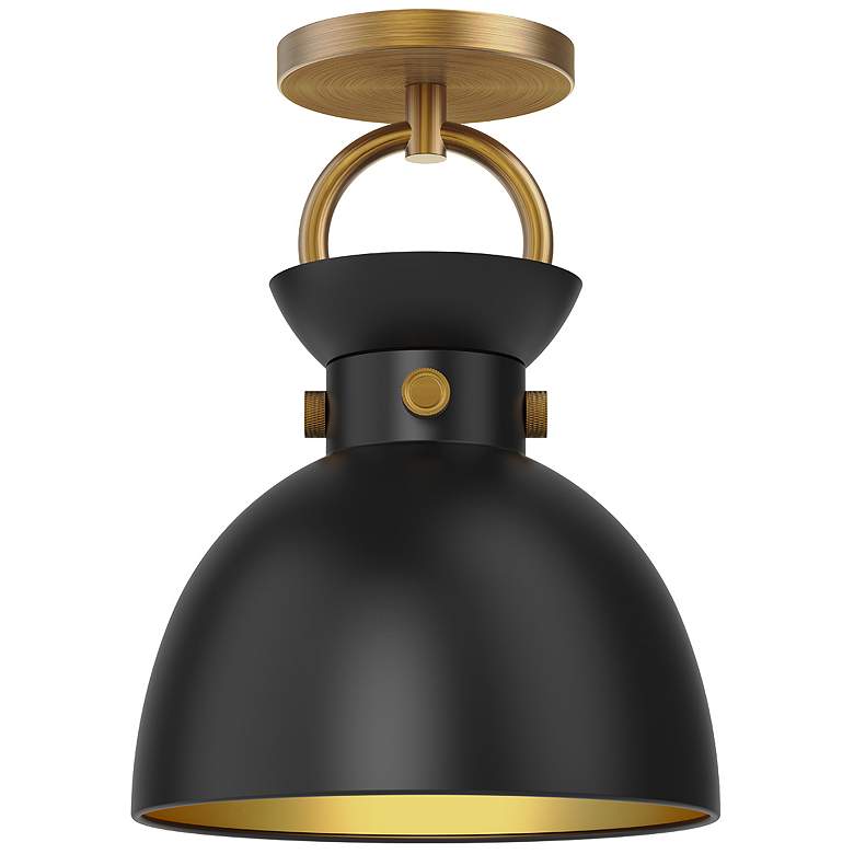 Image 1 Alora Mood Waldo E26 9-in Aged Gold/Matte Black Semi-Flush Mount