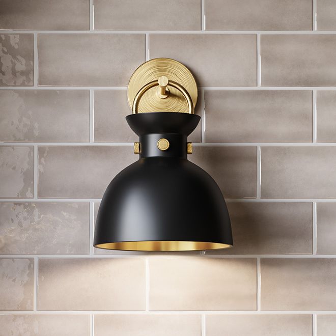 Alora Mood Waldo E26 9-in Aged Gold/Matte Black Wall Vanity