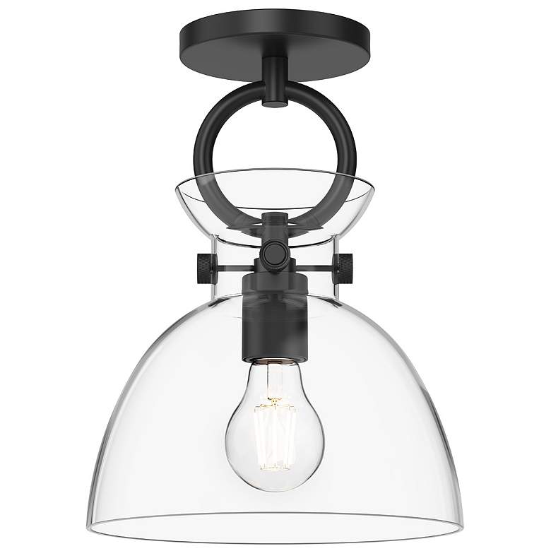 Image 1 Alora Mood Waldo E26 9-in Matte Black/Clear Glass Semi-Flush Mount