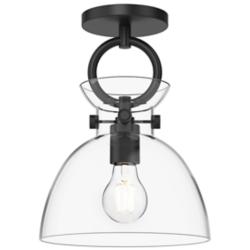 Alora Mood Waldo E26 9-in Matte Black/Clear Glass Semi-Flush Mount