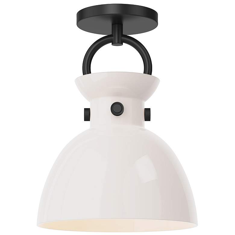 Image 1 Alora Mood Waldo E26 9-in Matte Black/Glossy Opal Glass Semi-Flush Mount