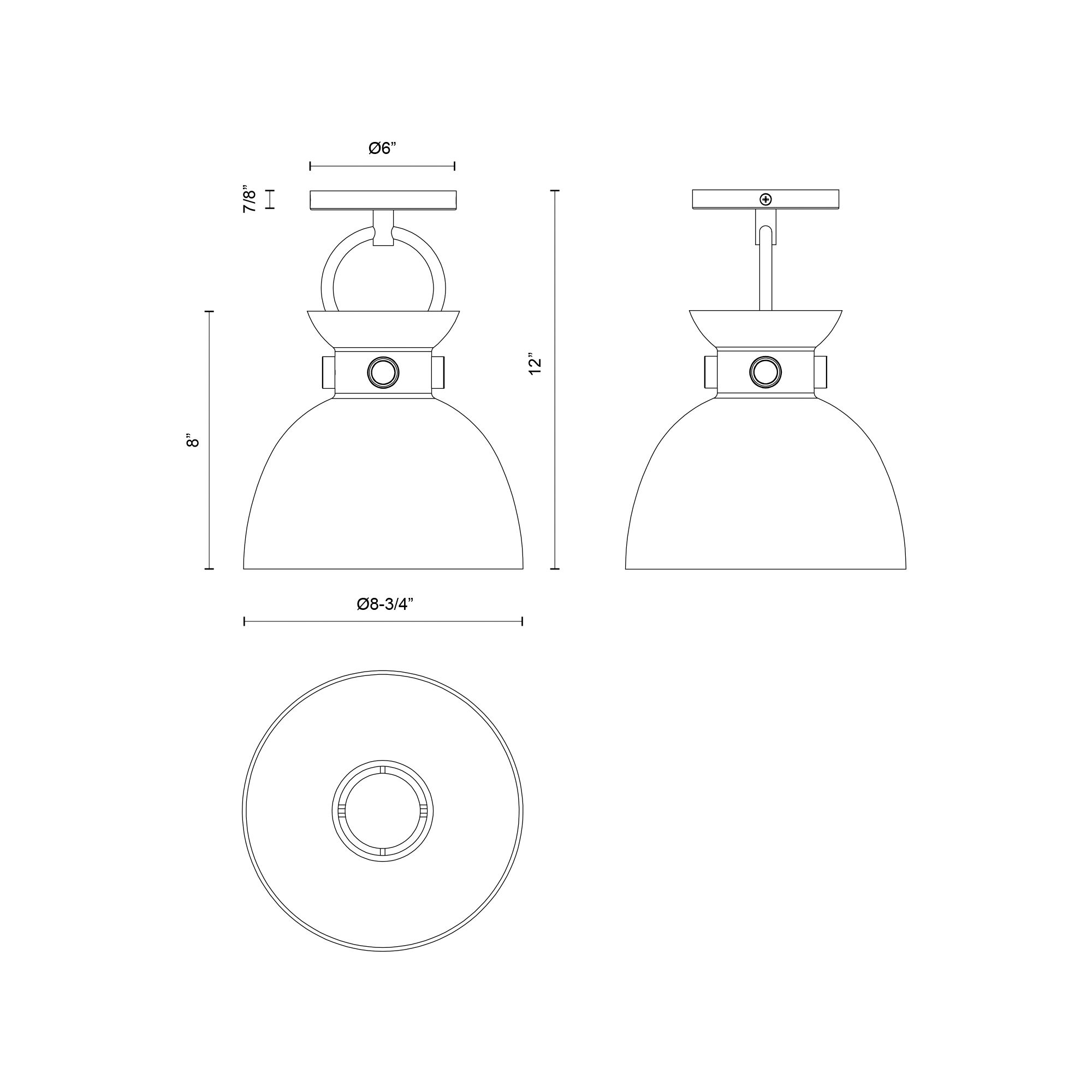 Image 5 Alora Mood Waldo E26 9-in Matte Black/Glossy Opal Glass Semi-Flush Mount more views