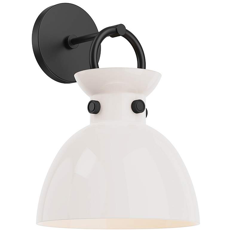 Image 1 Alora Mood Waldo E26 9-in Matte Black/Glossy Opal Glass Wall Vanity