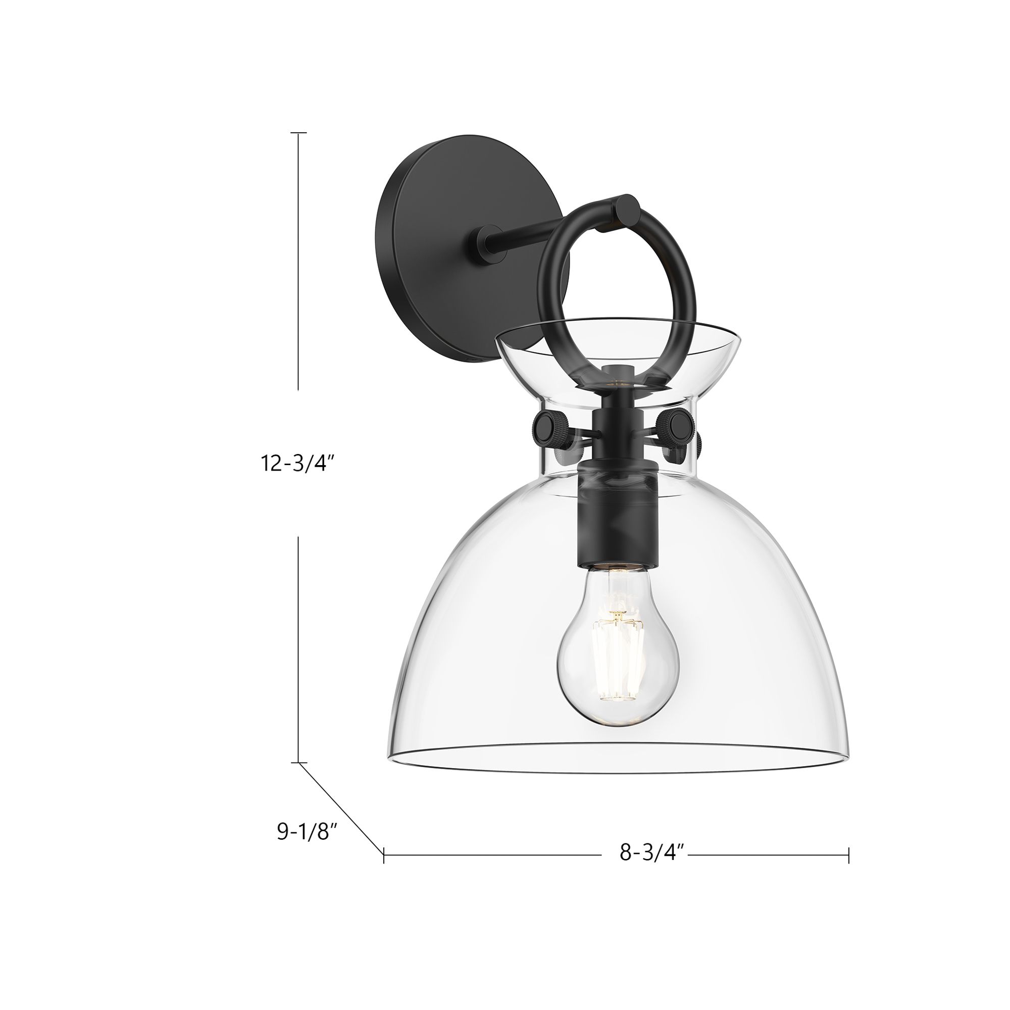 Image 3 Alora Mood Waldo E26 9-in Matte Black/Glossy Opal Glass Wall Vanity more views