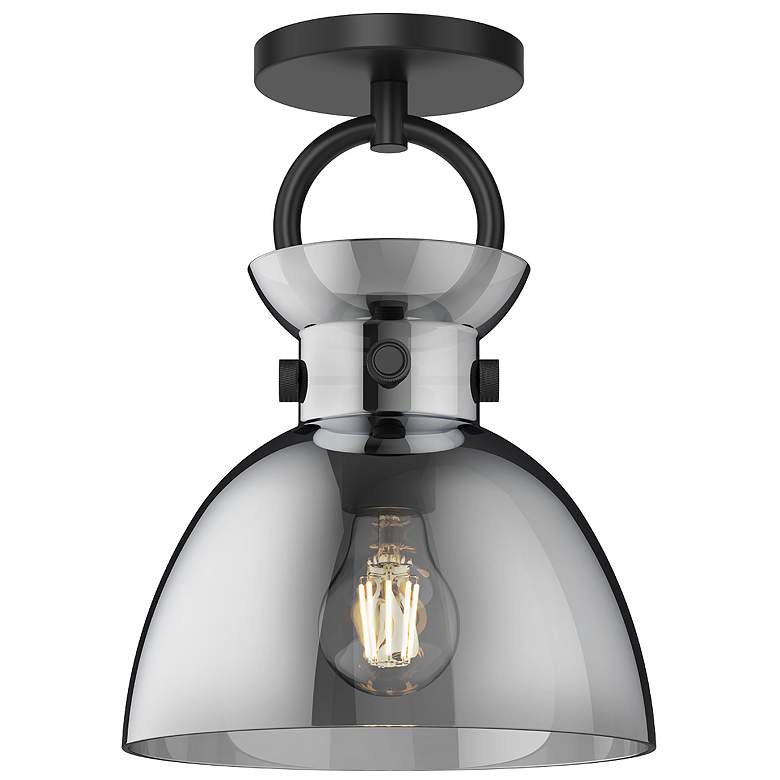 Image 1 Alora Mood Waldo E26 9-in Matte Black/Smoked Semi-Flush Mount