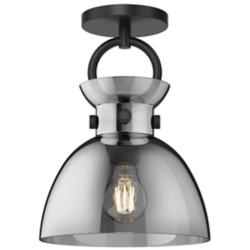 Alora Mood Waldo E26 9-in Matte Black/Smoked Semi-Flush Mount