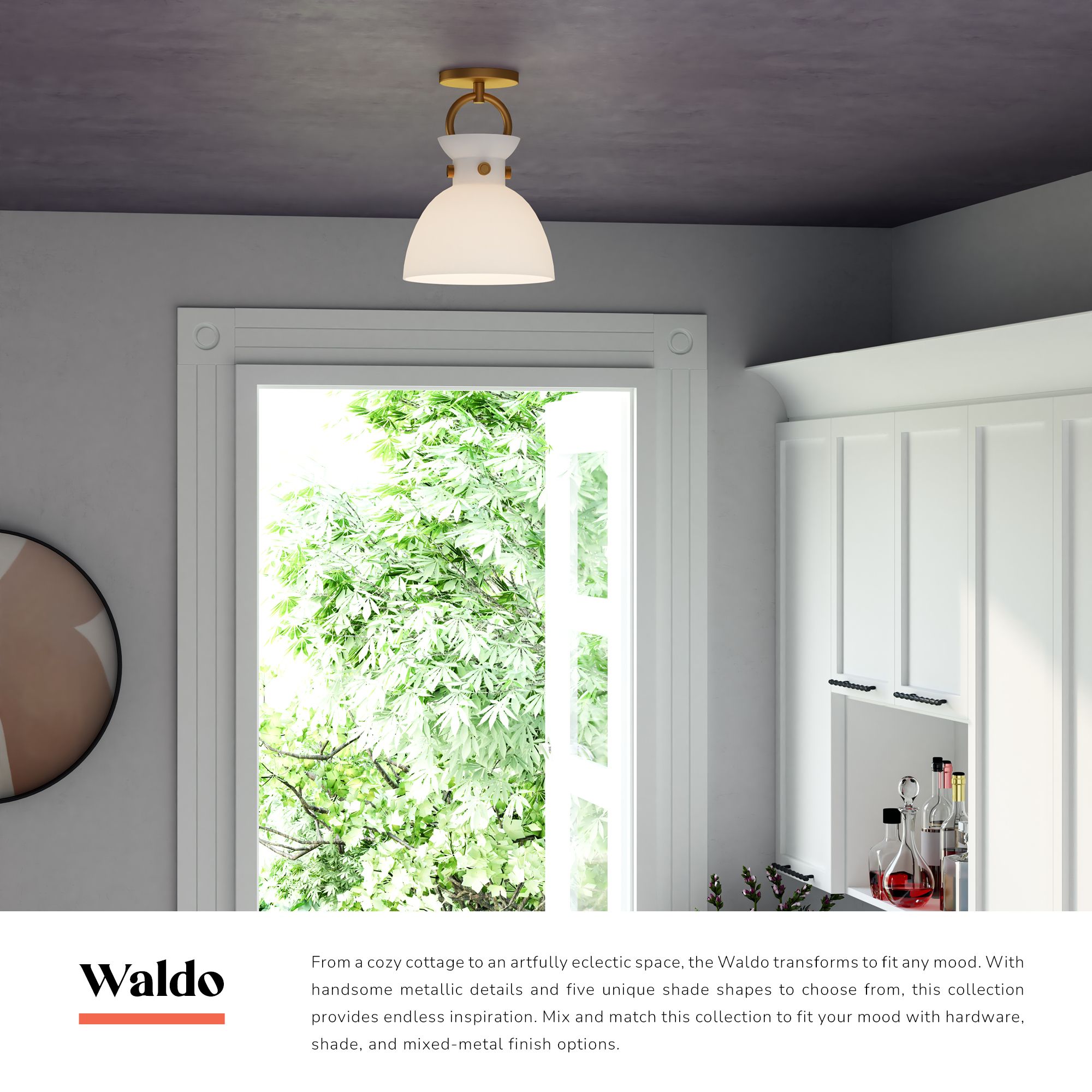 Image 3 Alora Mood Waldo E26 9-in Matte Black/Smoked Semi-Flush Mount more views