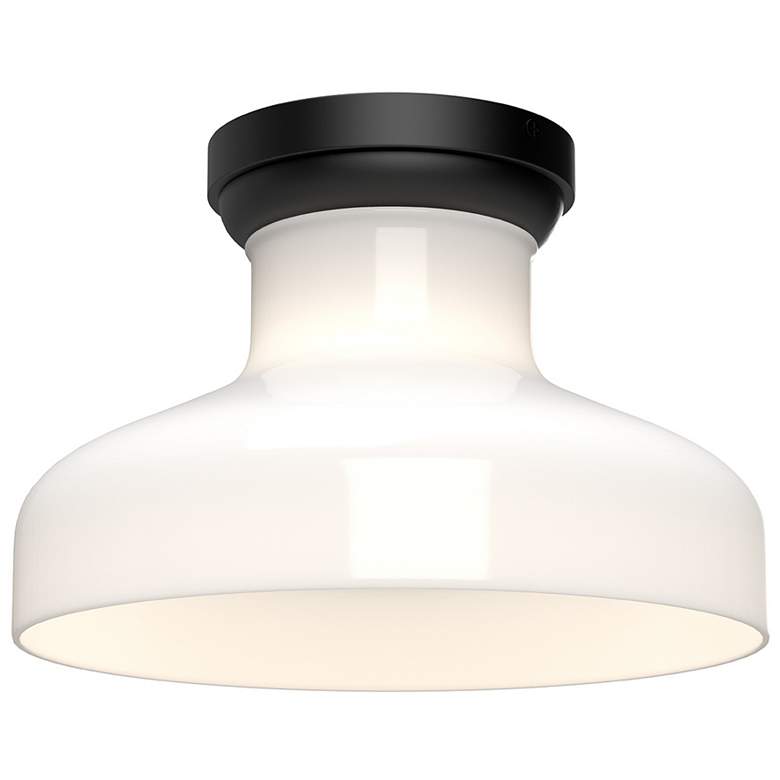 Image 1 Alora Mood Westlake E26 11-in Glossy Opal Glass/Matte Black Flush Mount