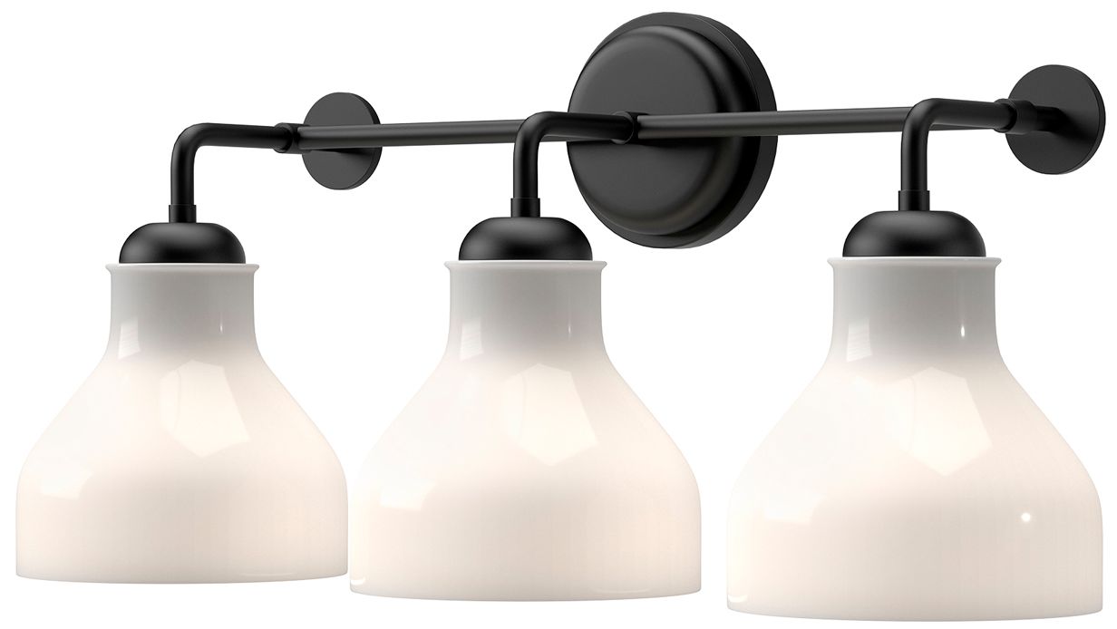 Image 2 Alora Mood Westlake E26 22-in Glossy Opal Glass/Matte Black Vanity Light