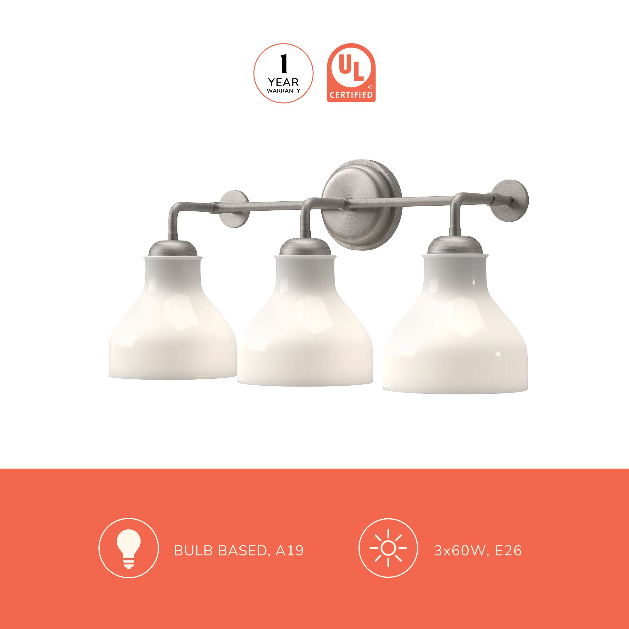 Image 4 Alora Mood Westlake E26 22-in Glossy Opal Glass/Matte Black Vanity Light more views