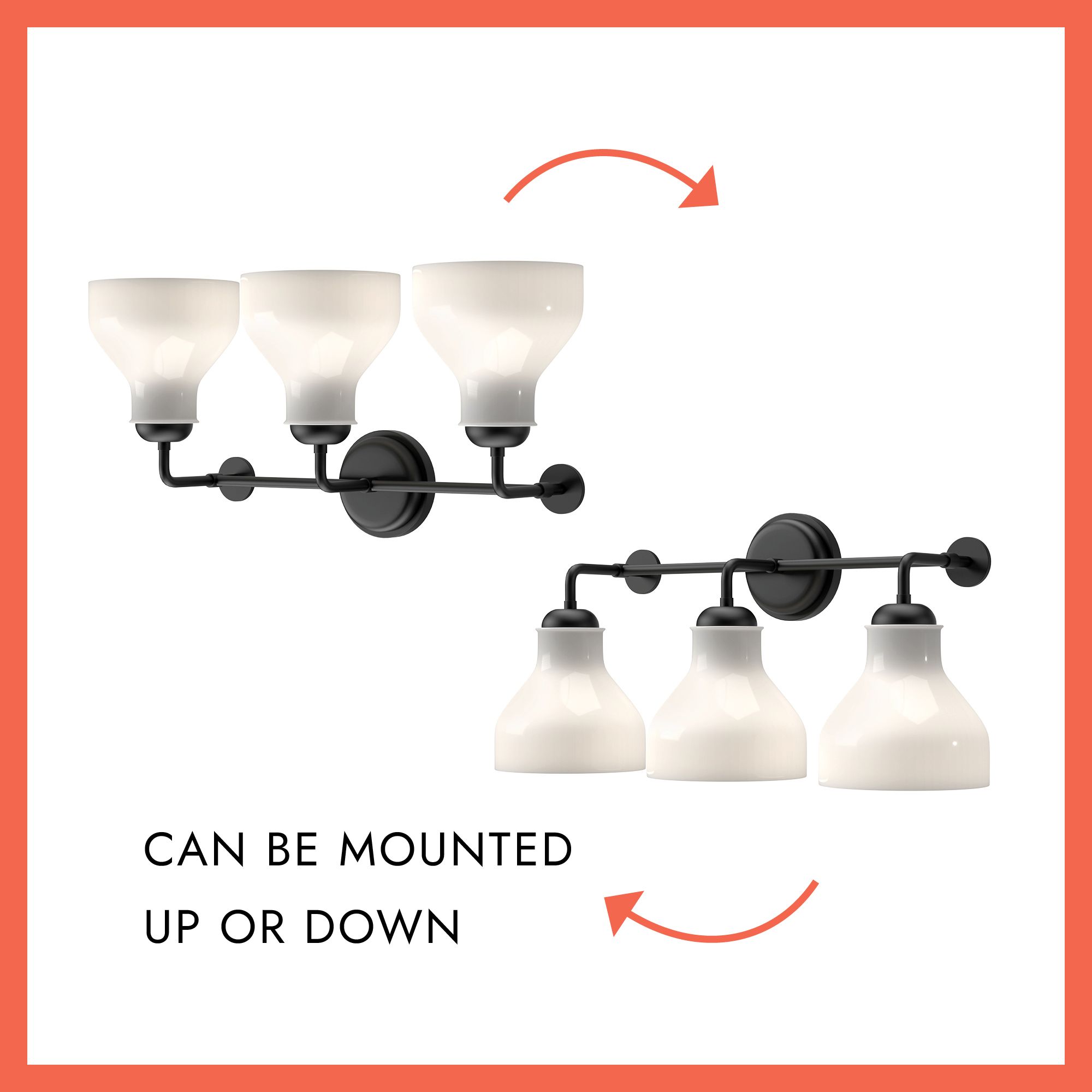 Image 5 Alora Mood Westlake E26 22-in Glossy Opal Glass/Matte Black Vanity Light more views