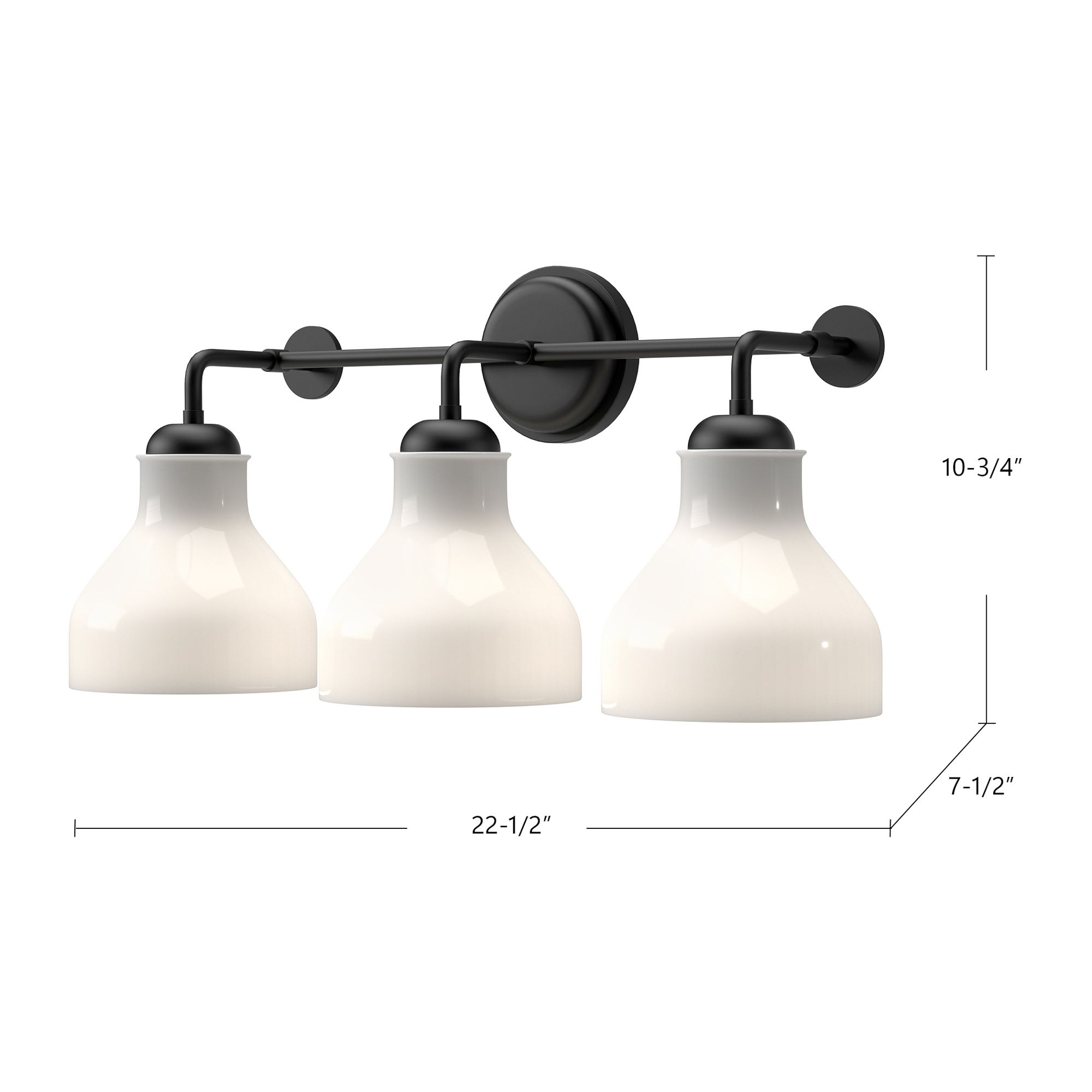 Image 7 Alora Mood Westlake E26 22-in Glossy Opal Glass/Matte Black Vanity Light more views