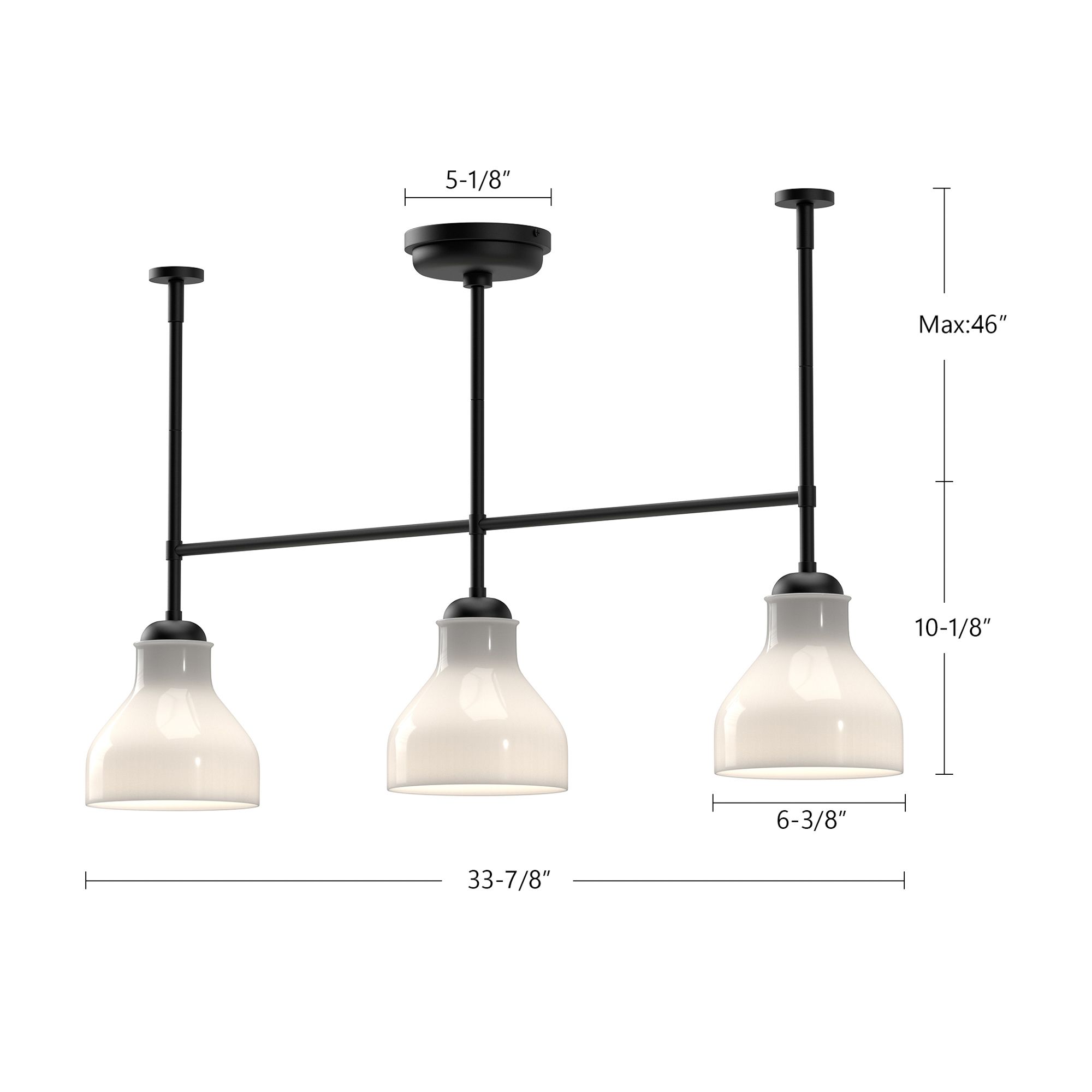 Image 6 Alora Mood Westlake E26 34-in Glossy Opal Glass/Matte Black Linear Pendant more views