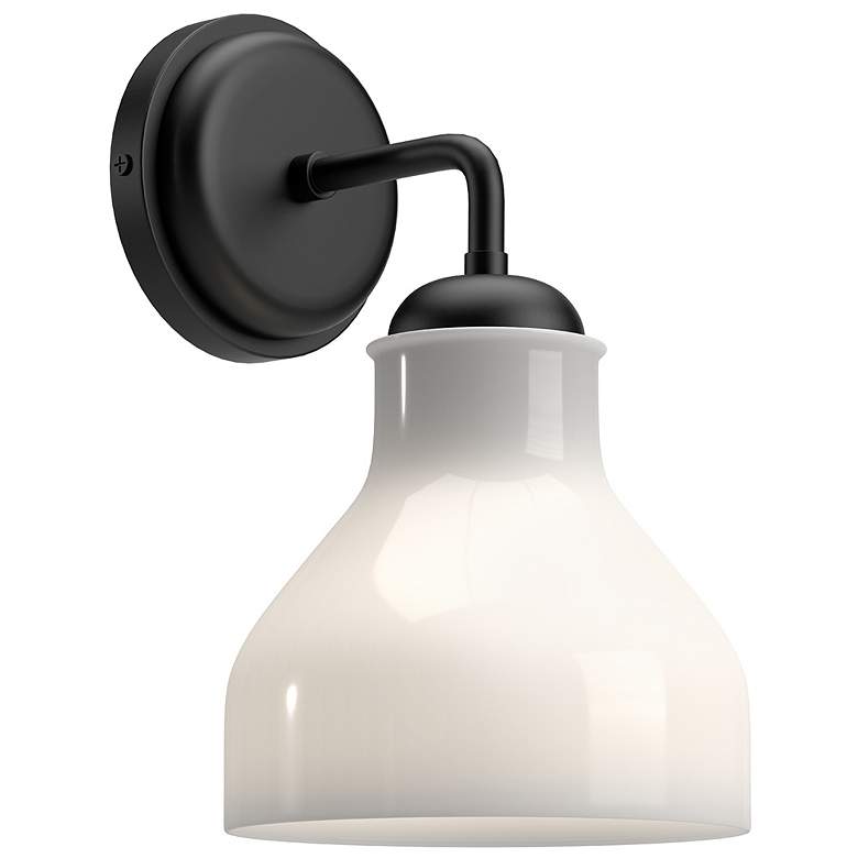 Image 1 Alora Mood Westlake E26 6-in Glossy Opal Glass/Matte Black Wall Vanity