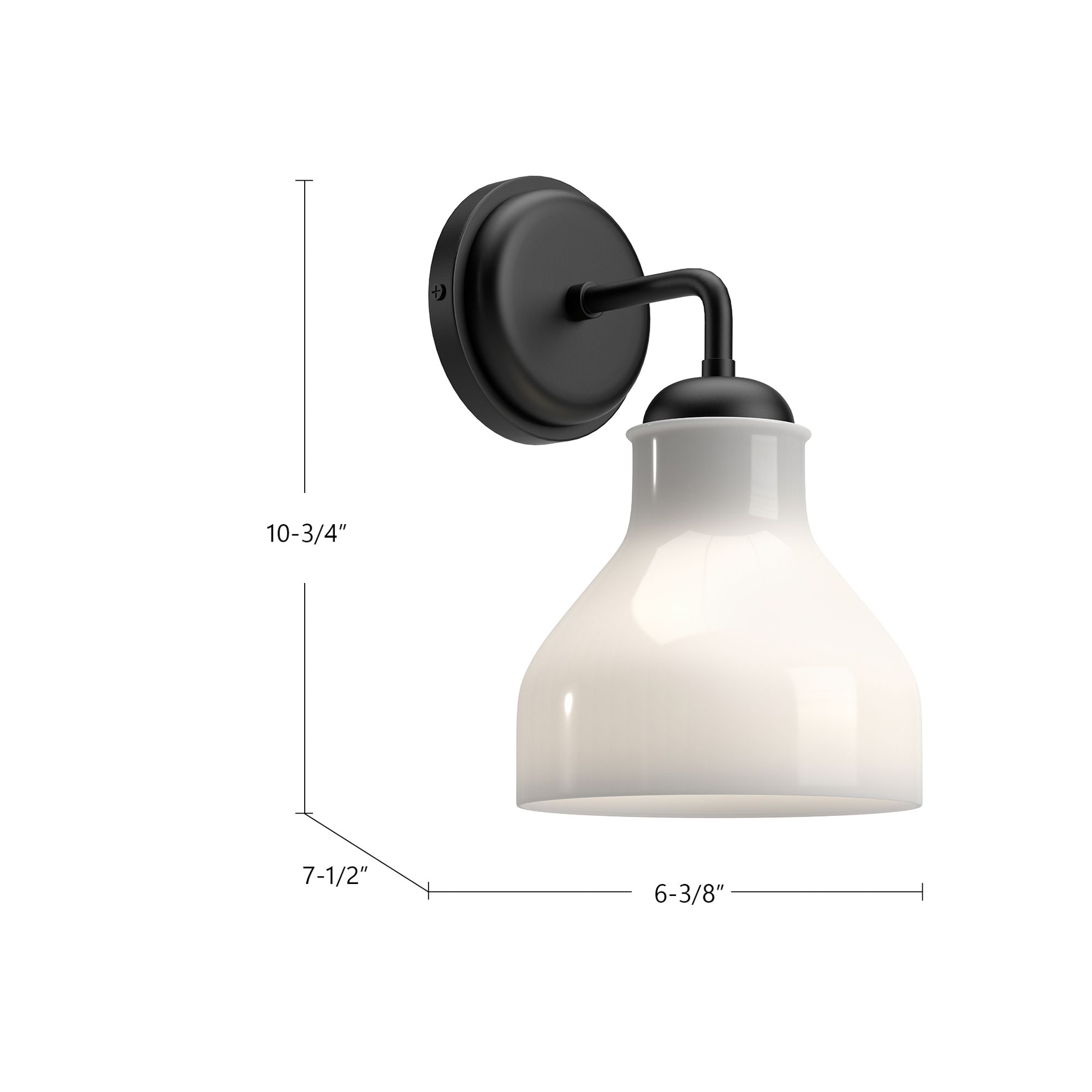 Image 6 Alora Mood Westlake E26 6-in Glossy Opal Glass/Matte Black Wall Vanity more views