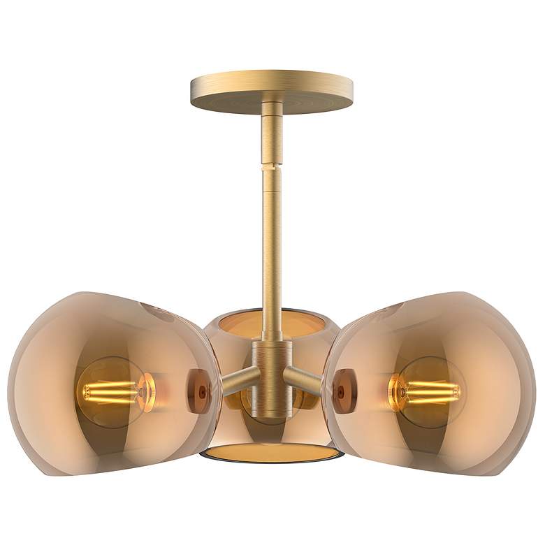 Image 1 Alora Mood Willow E12 16-in Brushed Gold/Copper Glass Pendant