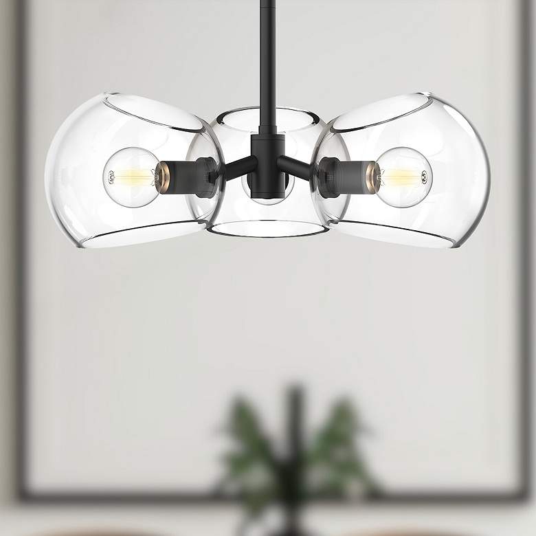 Image 1 Alora Mood Willow E12 16-in Clear Glass/Matte Black Pendant