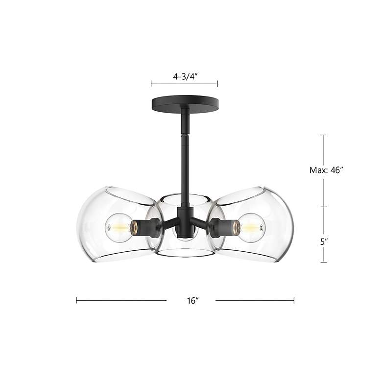 Image 6 Alora Mood Willow E12 16-in Clear Glass/Matte Black Pendant more views