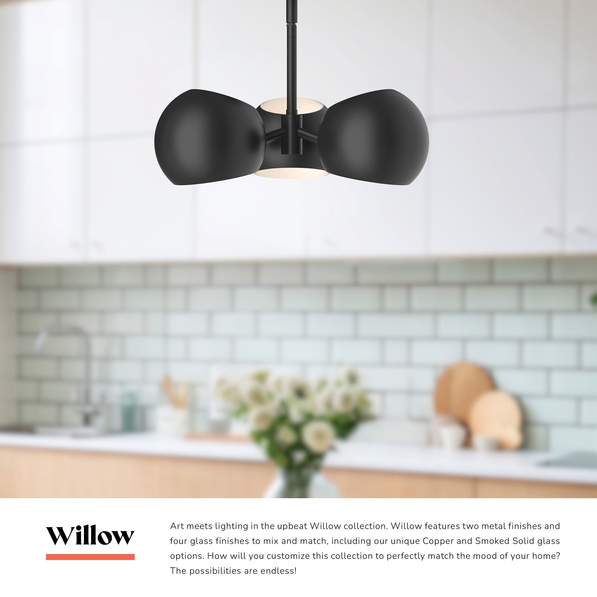 Image 3 Alora Mood Willow E12 16-in Matte Black Pendant more views