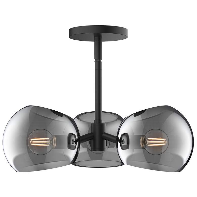 Image 1 Alora Mood Willow E12 16-in Matte Black/Smoked Solid Glass Pendant