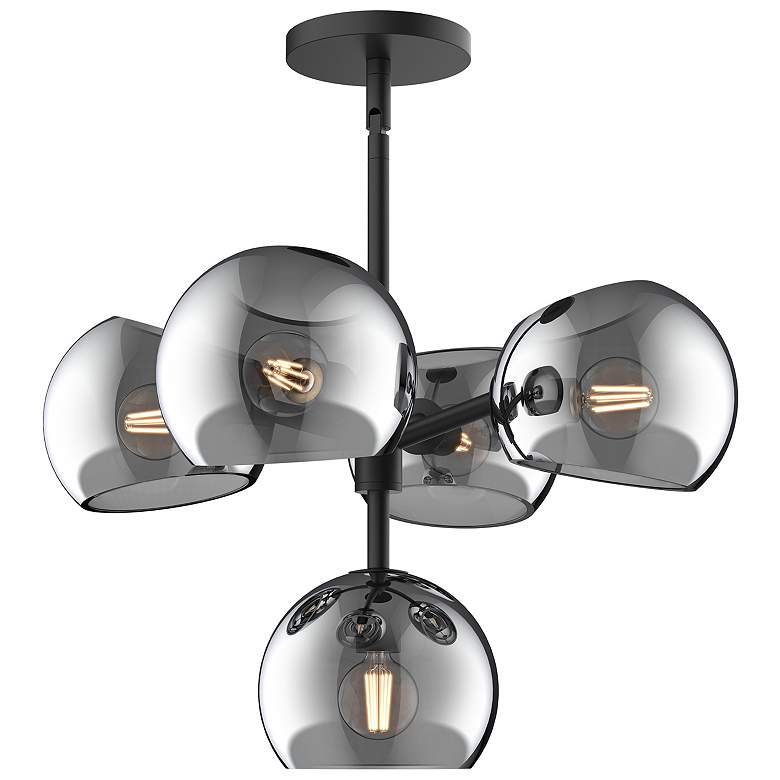 Image 1 Alora Mood Willow E12 18-in Black/Smoked Solid Glass 5 Lights Chandeliers